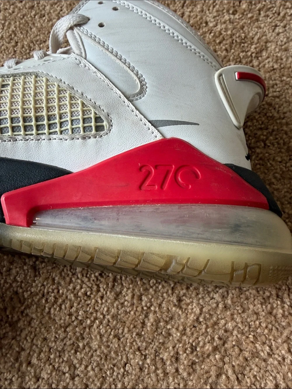 Jordan Men’s MARS 270 White and Fire Red High-Top Sneakers
